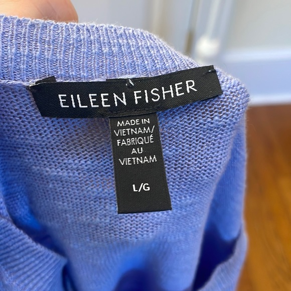 Eileen Fisher crew neck linen/cotton tunic sweater in periwinkle. Size L. EUC - Picture 6 of 8
